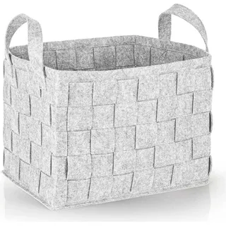 N8WERK Filz-Aufbewahrungskorb mit Griff 40 x 30 x 30 cm hellgrau