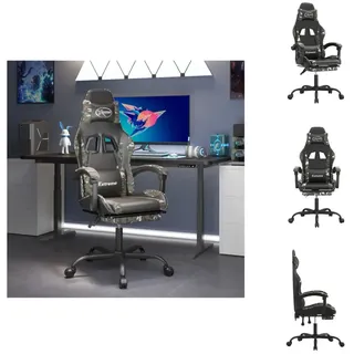 vidaXL Gamingstuhl mit Fußstütze Drehbar Schwarz Tarnfarben Kunstleder - Gaming-Sessel - Grün