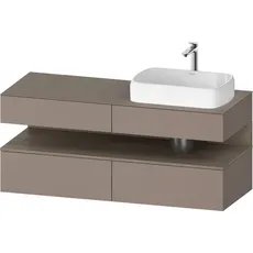 Duravit Qatego Konsolenwaschtischunterbau, 2 Auszüge, 2 Schubkästen, Ausschnitt rechts, 1400x550x600mm, Nische Eiche Terra, QA4766035, Farbe: Basalt Matt