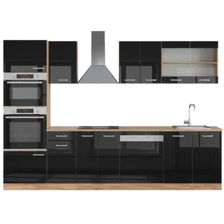 Vicco Küchenzeile R-Line 300 cm Schwarz Hochglanz