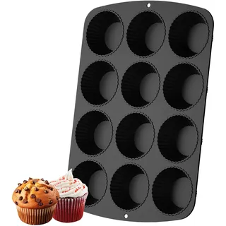 LOHOTEK Muffinform Silikon 12 Muffins Mini Muffinförmchen - Muffin Backform 32x23cm Silikonformen Backen BPA-Freie Antihaftbeschichtung Förmchen Muffinformen für Cupcake Eincreme und Pudding