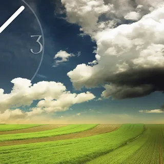 Wanduhr XXL 3D Optik Dixtime Felder Wolken Weite 50x70 cm leises Uhrwerk GR-025 - Grün