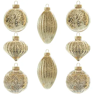 KI Store weihnachtskugeln Gold Glas 8 Stücke Ornamente für Weihnachtsbaum Christbaumkugeln Glas Weihnachtsdekoration Kugeln (Gold Champagner 8)