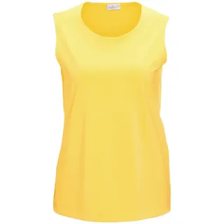 Trägertop GOLDNER "Kurzgröße Gepflegtes Top in formstabiler Ware", Damen, Gr. 20, gelb (zitronengelb), Obermaterial: 82% Polyester PES. 18% Elasthan EL., Rundhals, Sonstiges, Tops Trägertop, ohne