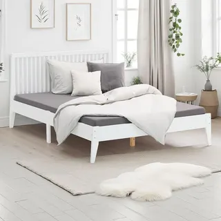 Homestyle4u Doppelbett 140 x 200 cm Weiß