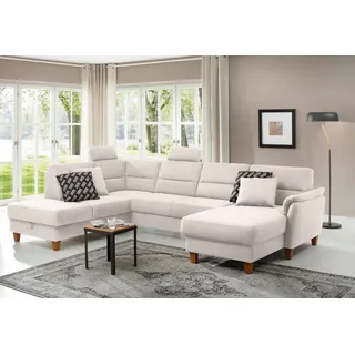 Home affaire Wohnlandschaft »Palmera U-Form, B: 308 cm« optional Bettfunktion & Bettkasten, Federkern, beige