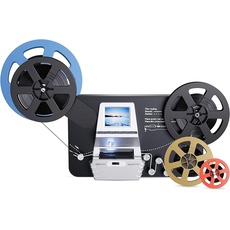Super 8 Film Scanner, Converts Film in Digitales Video(3", 5", 7" und 9" Super 8/8 mm Film Rollen) MovieMaker/Film Digitizer, Super 8 Digitalisieren, mit 32 GB Speicherkarte und 2,4" LCD