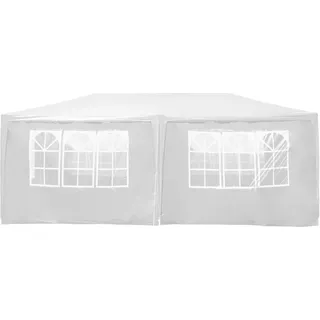 Wiltec Pavillon 3 x 6 m in Weiß mit UV-Schutz 50+, Gartenpavillon mit aufrollbaren Seiten, Partyzelt mit Fenstern für z. B. Terrasse und Festival - Weiß