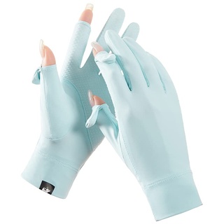 Antcher Damen UV Sonnenschutz Handschuhe, Eisseide, Sonnenschutz, Fingerlose Handschuhe, Vollfinger, Touchscreen, rutschfeste Handschuhe, Wandern, Radfahren, Handschuhe (Blau)