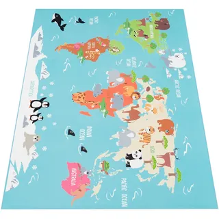 Paco Home Kinderteppich 240/340 cm Bino 564 , Türkis , Textil , Rechteckig , 240x340 cm , strapazierfähig, für Fußbodenheizung geeignet , Teppiche und Böden, Teppiche, Kinderteppiche