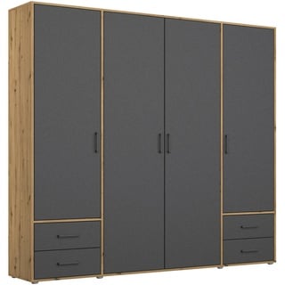 Rauch BLUE Kleiderschrank Voyager 187 x 194 cm Dekor Grau-Metallic / Eiche Artisan