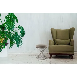 Kayoom Sitzhocker »Hocker Wesley 325,Sitzpouf in elegantem Design, Gestell aus Metall« 1 Stk. tlg. glamourös, hochwertig, mit weichem Sitzkissen und Stoffbezug, grau