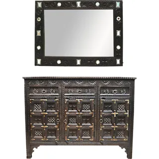 Marrakesch Orient & Mediterran Interior Sideboard Hawa 120 x 80 x 40 cm dunkelbraun / braun