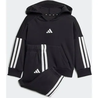 Trainingsanzug ADIDAS SPORTSWEAR "I 3S FL HD JOG", Kinder, Gr. 74, schwarz-weiß (schwarz, weiß), Obermaterial: 70% Baumwolle, 30% Polyester, Sportanzüge Trainingsanzug