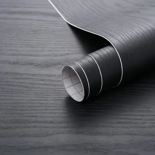 Arthome Klebefolie Holzoptik Abziehen und Aufkleben Tapete,Natürliches Holz Maserung Möbelfolie Rustikal Selbstklebende Abnehmbare Tapete Vinyl Folie für Möbel,Schwarz Holz 44cmx6m
