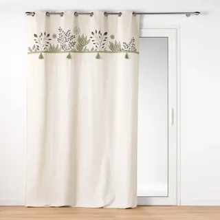 Douceur d'Intérieur Suzanne Ösenvorhang (140 x 240 cm), Grün, recycelte Baumwolle und Bedruckte Oberseite