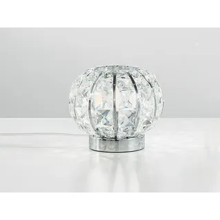 CONCERT Tischlampe aus verchromtem Metall und Kristallen 16 cm. - Silber