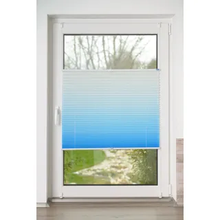 Plissee K-HOME "Farbverlauf Sunrise" Gr. 24, blau (hellblau, weiß), B:85cm H:130cm, Obermaterial: 100% Polyester, Plissees, Plissee