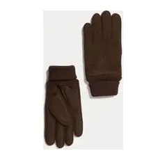 Mens M&S Collection Nubuck Leather Gloves - Chocolate, Chocolate - M