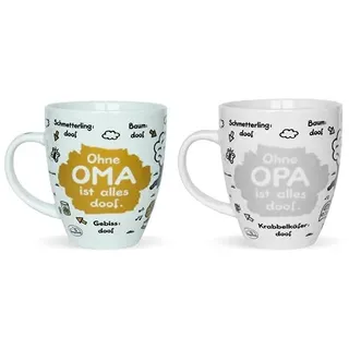 Sheepworld Geschenkset 45135 + 45136 Tasse Oma + Tasse Opa, Porzellan, 45 cl