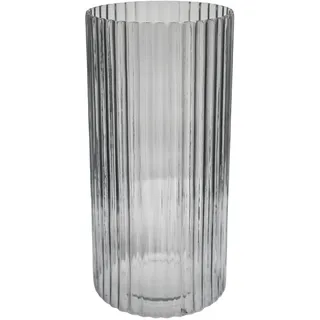 Ivyline Daphne Vase, transparent, gerippt, wasserdicht und nachhaltig, Premium-Qualität, schmale Vase für Schnittblumen, 23 x 15 cm (H x T)