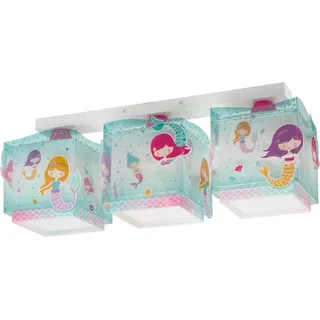 Dalber Deckenleuchte für Kinder 3 Lichter Mermaids Meerjungfrauen, Deckenlampe Kinderzimmer, 63443, E27 LED 45 W