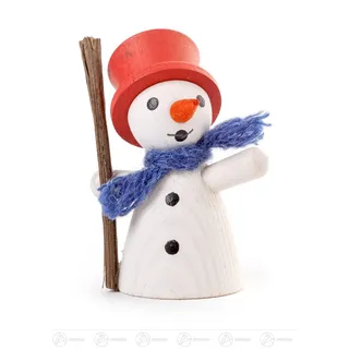Weihnachtliche Miniatur Schneemann mit rotem Zylinder BxHxT 3,5 cmx5 cmx1,5 cm