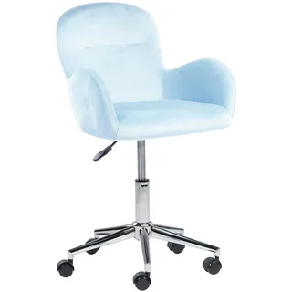 BELIANI Bürostuhl Hellblau Stoffbezug Samt mit Armlehnen Rollen Gasdruckfeder Höhenverstellbar Drehbar Büro Wohnzimmer Esszimmer Drehstuhl - Blau
