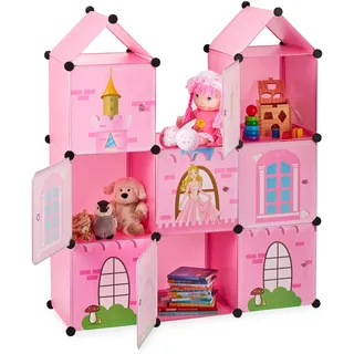 Relaxdays Kinderkleiderschrank Prinzessinnenschloss 110 x 128 x 37 cm Kunststoff rosa