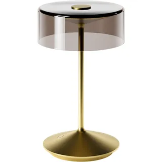 SIGOR Numotion - Dimmbare LED Akku-Tischleuchte Indoor & Outdoor, IP54 spritzwassergeschützt, Höhe 26,5 cm, aufladbar mit Easy Connect, 12 h Leuchtdauer, goldfarben
