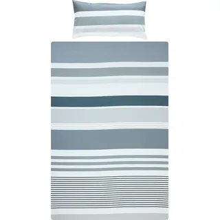 REDBEST Bettwäsche, Bettgarnitur Renforcé anthrazit Größe 40x80 cm / 135x200 cm - mit praktischem Reißverschluss anschmiegsam, strapazierstark, 100% Baumwolle
