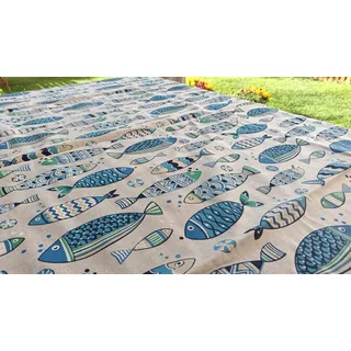 Pago Poco Rechteckige Tischdecke aus 100 % Baumwolle, Motiv: bunte Fische. In allen Größen hergestellt. Hergestellt in Italien. (140 x 240)