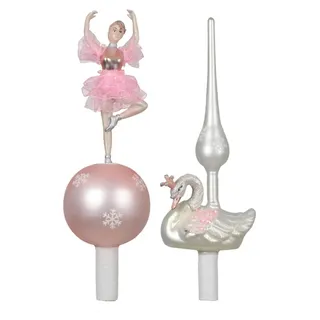 Decoris Peak Ballerina Schwan Glas 29cm - Weiß