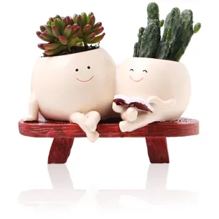 DragonX2 Blumentopf Mit Smiley-Gesicht, Süße Blumentöpfe Für Drinnen Und Draußen, Für Sukkulenten Mit Abflussloch, Geschenkideen Für Die Mutter