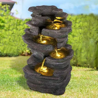 Gartenbrunnen Brunnen Zierbrunnen Zimmerbrunnen Springbrunnen 230V Wasserfall Wasserspiel für Garten, Gartenteich, Terrasse, Balkon Sehr Dekorativ