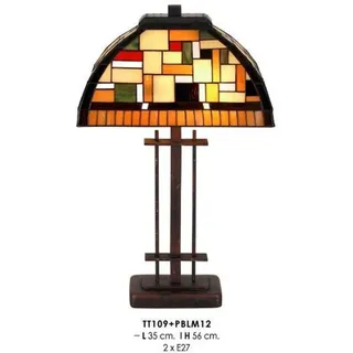 Casa Padrino Tiffany Hockerleuchte 35 x 35 x H. 56 cm - Tiffany Tischleuchte - Tiffany Schreibtischleuchte