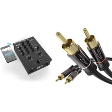 Reloop RMX-10 BT 2-Kanal Bluetooth DJ-Mixer mit eingebauter Bluetooth-Konnektivität, schwarz & KabelDirekt - Cinch Audio Kabel - 1m - (Koaxialkabel geeignet für Verstärker, 2 Cinch zu 2 Cinch)