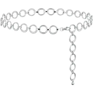 Alaoo Metall Kettengürtel, Damen Gürtel, Western-Cowgirl-Kleidergürtel, Metall-O-Ring-Kettengürtel, Silber Verstellbare Taillenkette Hüftkette für Kleider und Jeans (E)