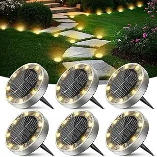 Peasur 6 Stück Solar Bodenleuchten Aussen, 8 LED Solarlampen für Außen Garten Wetterfest, Solarleuchten Gartenbeleuchtung für Boden Weg Rasen Gehweg Warmweiss - Weiß