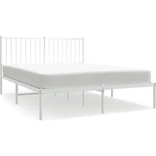 vidaXL Bettgestell mit Kopfteil Metall Weiß 140x200 cm - Weiß