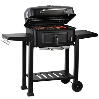 BBQ-Toro Holzkohle Grillwagen mit höhenverstellbarer Kohleschale | Holzkohlegrill mit Deckel, Holzkohlegrillwagen mit Thermometer | Holzgrill, Smoker Grill, XXL Grill Groß