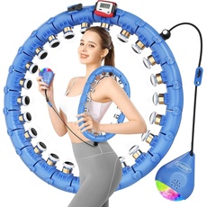 SPMOVE Hula Hoop mit Gewicht Kugel, Abnehmen Smart Hula Hoop Reifen Erwachsene und Anfänger, 60-120cm Einstellbar und Noppen, Hoola Hoop Leise mit LED Ball Zähler, Freunde Familie