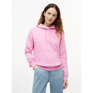 Kapuzensweatshirt TOMMY JEANS "TJW REG S FLAG HOODIE", Damen, Gr. XS (34), pink daisy, Sweatware, Obermaterial: 80% Baumwolle, 20% Polyester, unifarben, regular fit kurz, Rundhals, Rippbündchen, Sweatshirts Kapuzensweatshirt, Baumwollmischung