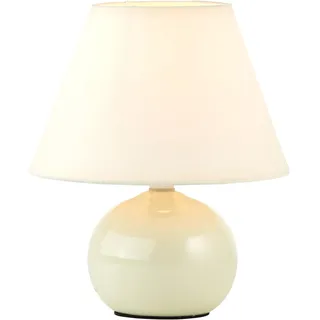 BRILLIANT Primo Tischleuchte – stilvolle Tischlampe mit Stoffschirm – kleine Tischleuchte für Nachttisch, Schlafzimmer & Wohnzimmer – E14-Fassung und Schalter – beige