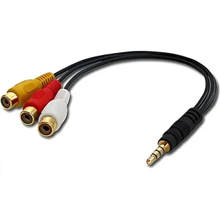 Lindy Composite-Video-Kabel 3,5 mm 3 x RCA 0,25 m Schwarz