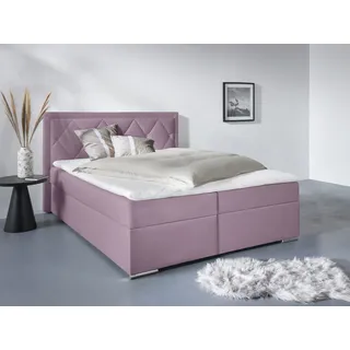 Boxbett HOME AFFAIRE "Alfie, Bestseller, wahlweise mit Bettkasten", rosa (rose), L:206cm, Bezug Bett: Samtvelours (100% Polyester), Bezug der Spiegelfläche Matratzendrell aus 100% Polyester. Topperbezug abnehmbar und waschbar bis 30o C, aus 100% Polyester, Komplettbetten, Boxbett, mit Straßsteinen im Kopfteil, H2, H3 und H4 wählbar