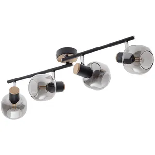 Näve Strahler , Schwarz , Metall, Glas , bauchig , 58x16x58 cm , verstellbare Spotlights , Lampen & Leuchten, Innenbeleuchtung, Spots & Strahler, Deckenspots