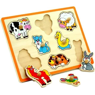 Kinderpuzzle aus Holz mit Griffen Viga Farm