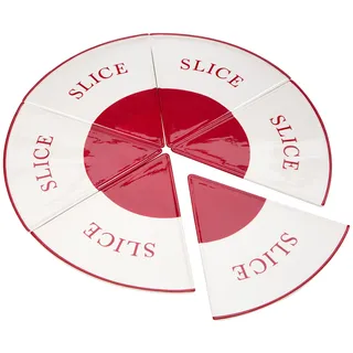 Premier Pizza Slice Teller, Hollyholz, 6er Set, rot, cremefarbenes Steingut