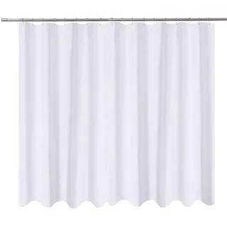 N&Y Home Extra breiter Duschvorhang-Stoff, 274,3 x 182,9 cm, Hotelqualität, maschinenwaschbar, wasserabweisend, weiße Spa-Badezimmervorhänge mit Ösen, 274,3 x 182,9 cm